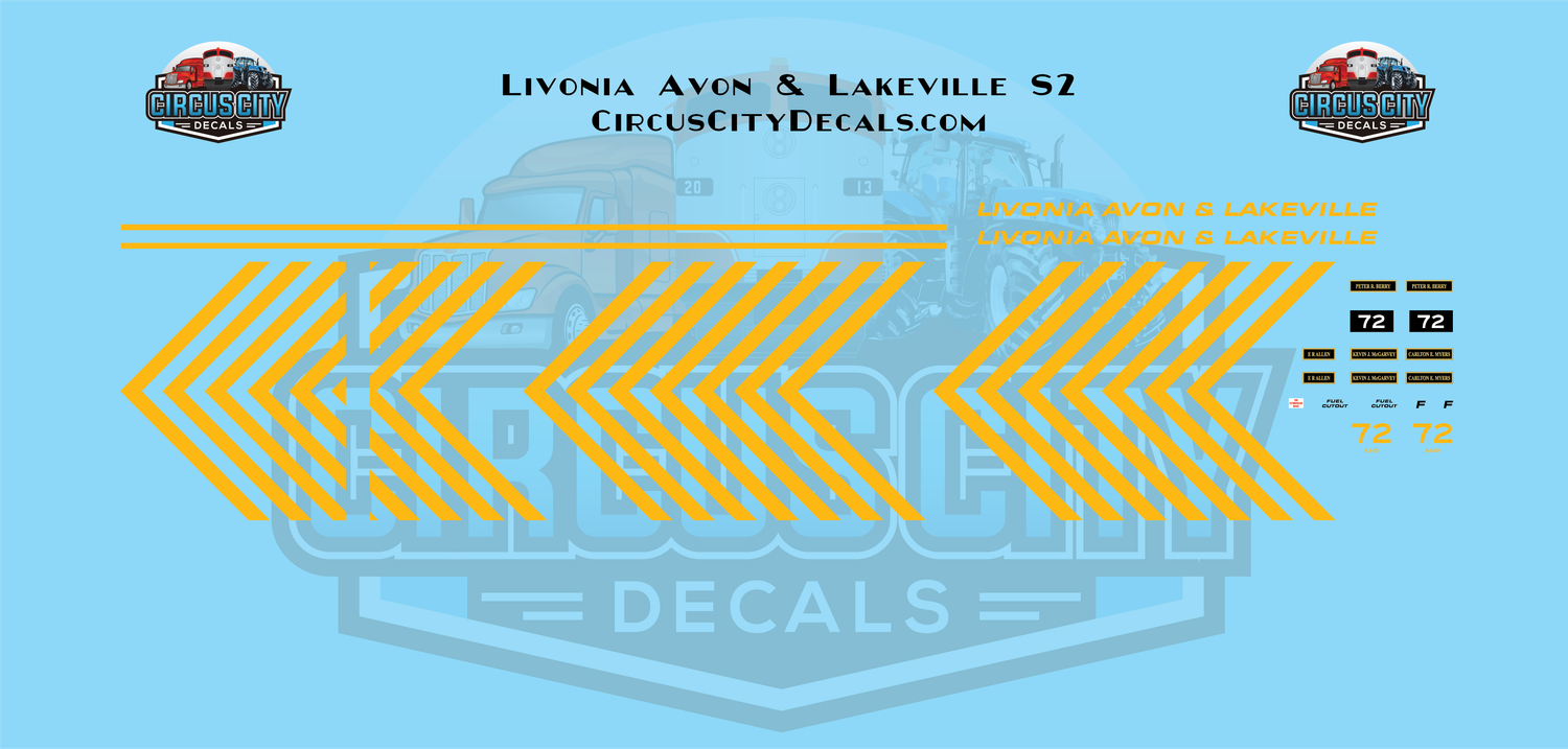 Livonia Avon &amp; Lakeville S2 HO 1:87 Scale Decal Set