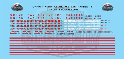 UP Union Pacific GP/SD We Can handle it HO 1:87 Scale Decal Set