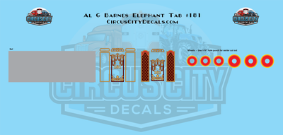 Al G Barnes Elephant Tab #181 Circus Wagon Kit HO 1:87 Scale