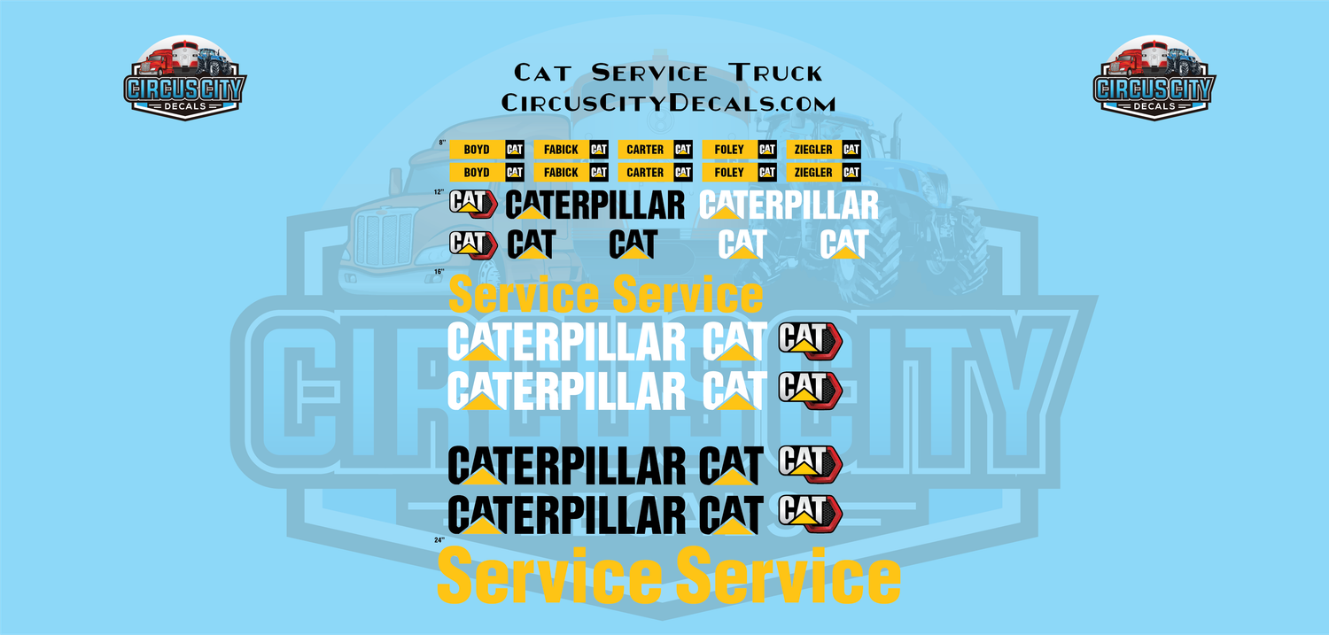 Caterpillar Cat Service MOW Truck Vehicle 1:25 Scale Decal Set