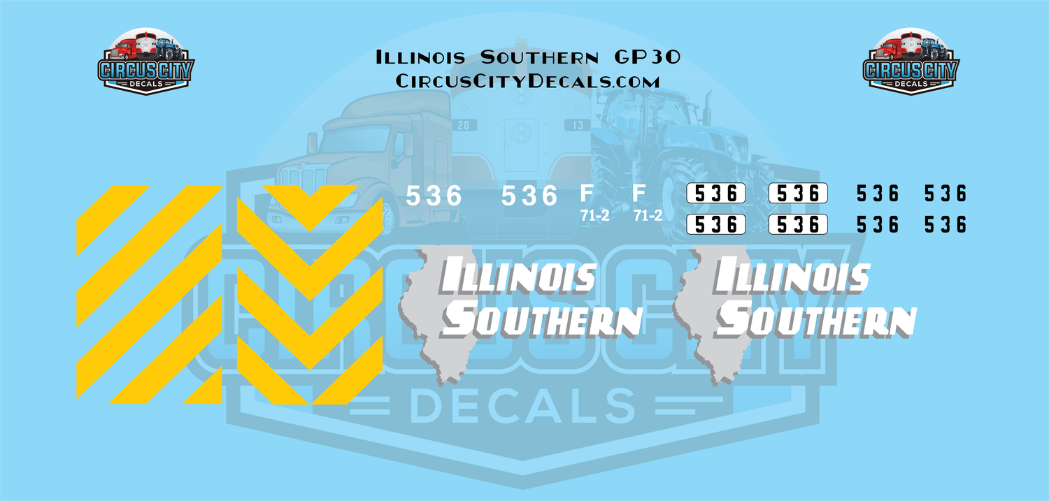 Illinois Southern GP30 The Fugitive Movie Train Decal Set 1:29 G Scale