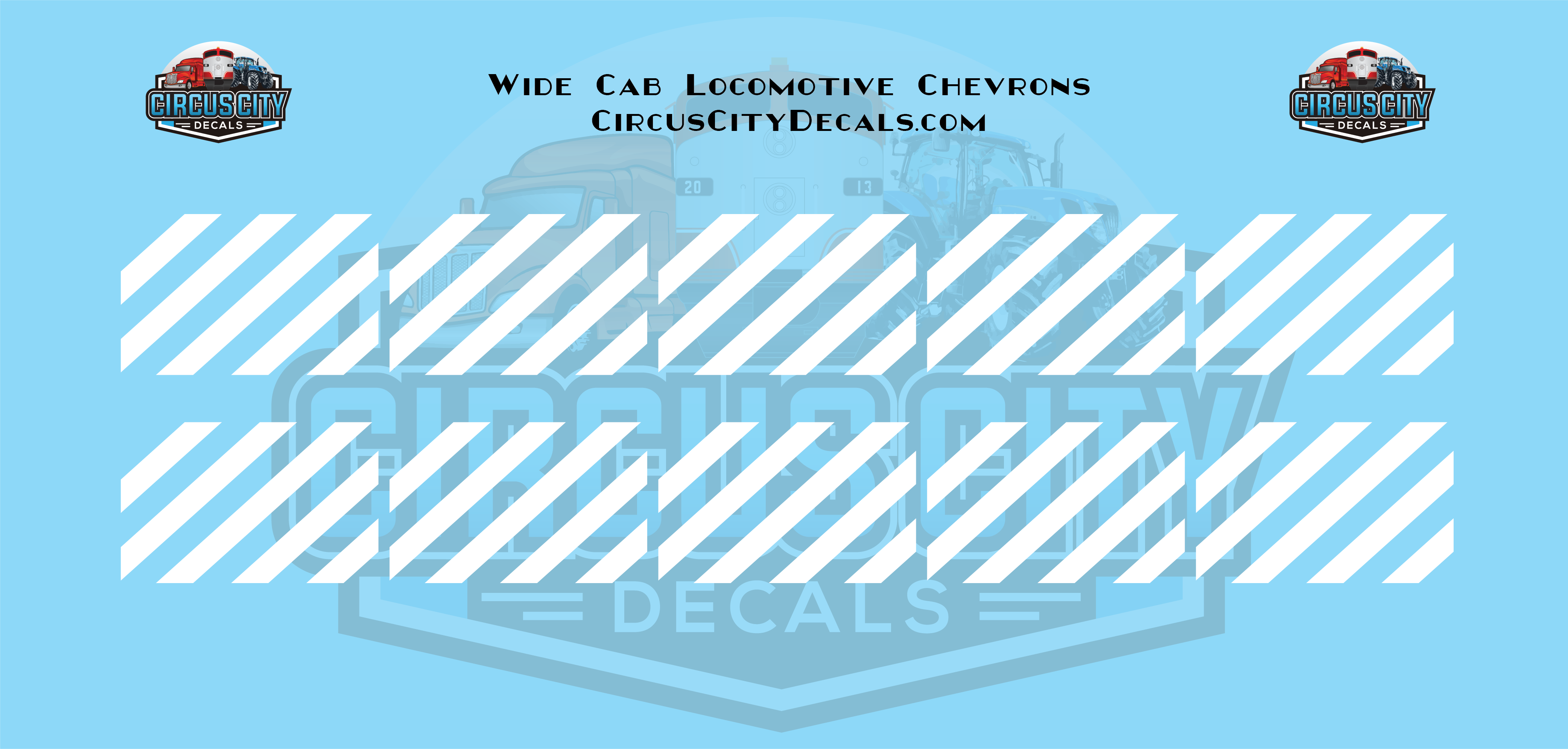 Wide Cab Locomotive Chevrons White BN Style HO 1:87 Scale Decals img
