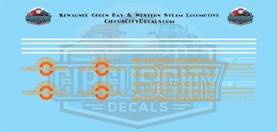 Kewaunee Green Bay &amp; Western Steam Locomotive HO 1:87 Scale Decals
