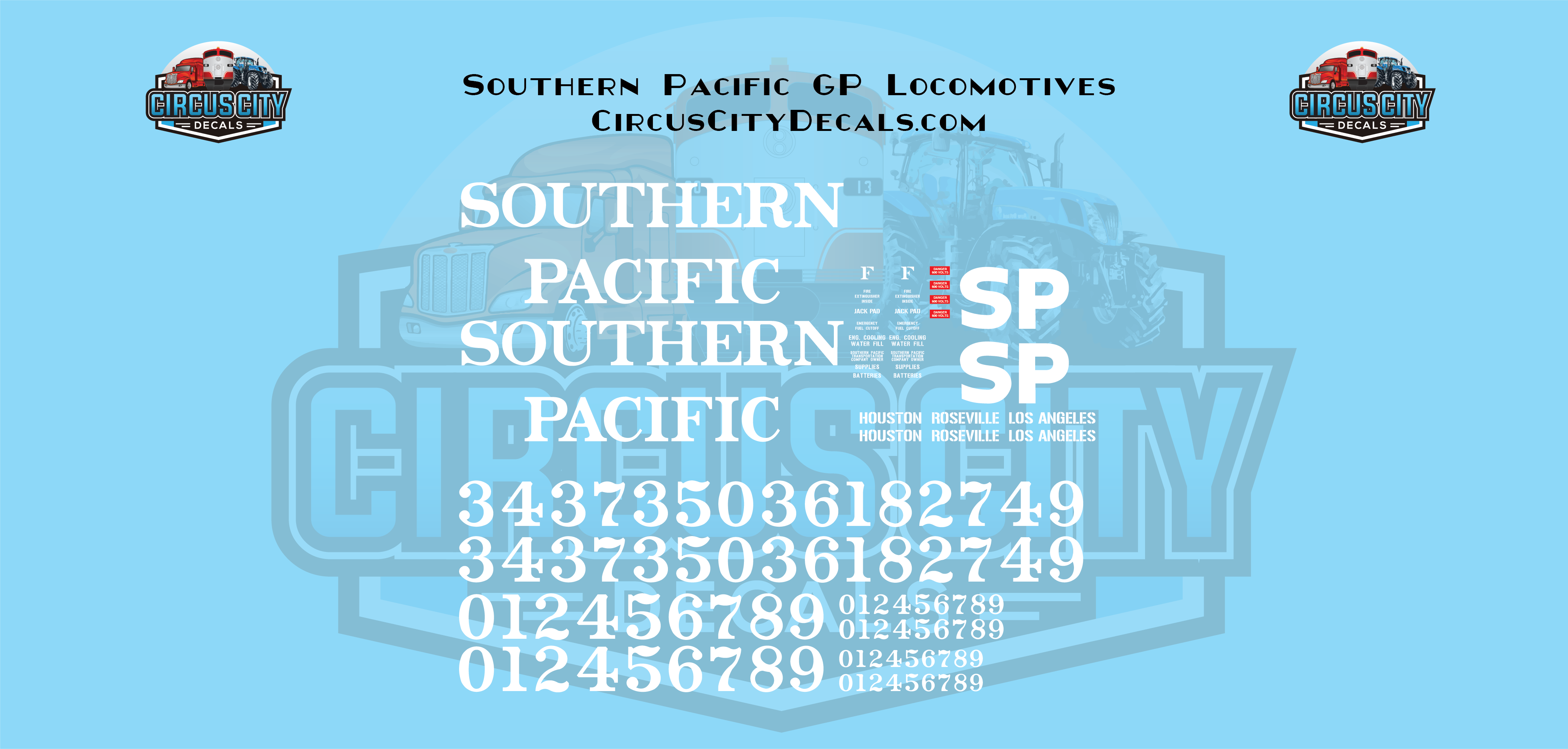SP Southern Pacific GP Locomotives G 1:29 Scale Decal Set img