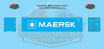 Maersk Container 40' HO 1:87 Scale Decal Set