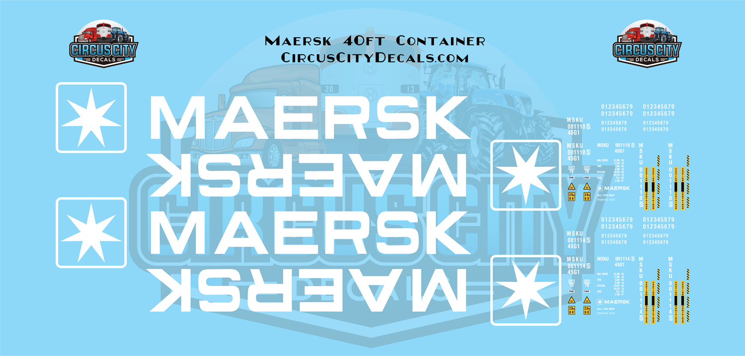Maersk Container 40' N 1:160 Scale Decal Set