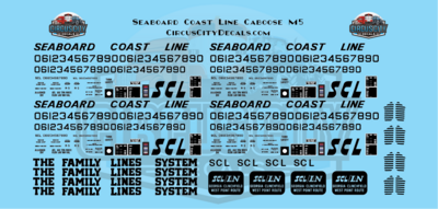 Seaboard Coast Line Caboose Lettering N 1:160 Scale Decal Set
