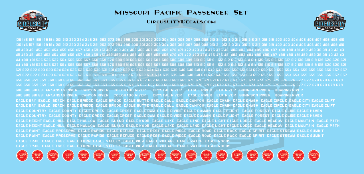 Missouri Pacific MOPAC Passenger O 1:48 Scale Decal Set
