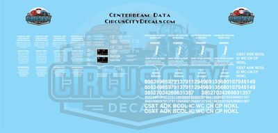 Centerbeam White Data Decal Set G 1:29 Scale