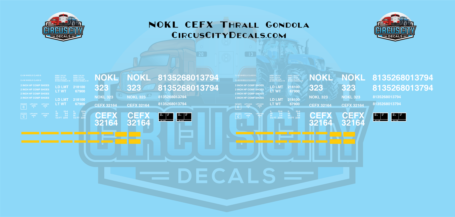 NOKL CEFX 52' Thrall Gondola Decals 1:87 Scale