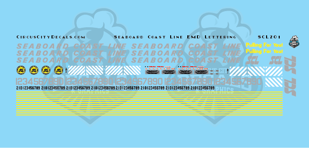Seaboard Coast Line EMD Lettering N 1:160 Scale Decal Set