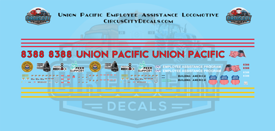 UP Union Pacific SD70ace #8388 Employee Assistance Program N 1:160 Scale Decal Set