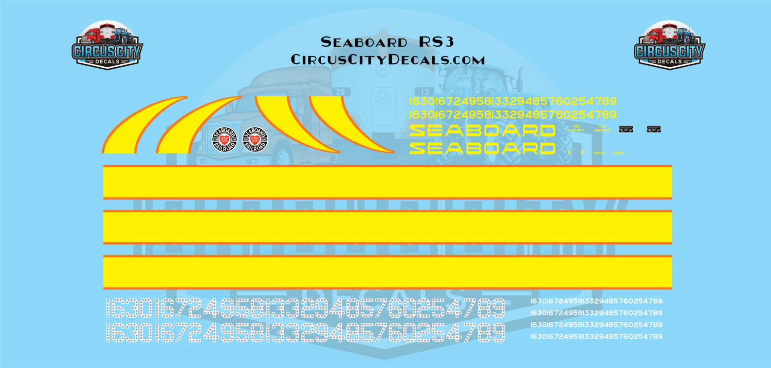 Seaboard Air Line SCL RS3 G 1:29 Scale Decal Set