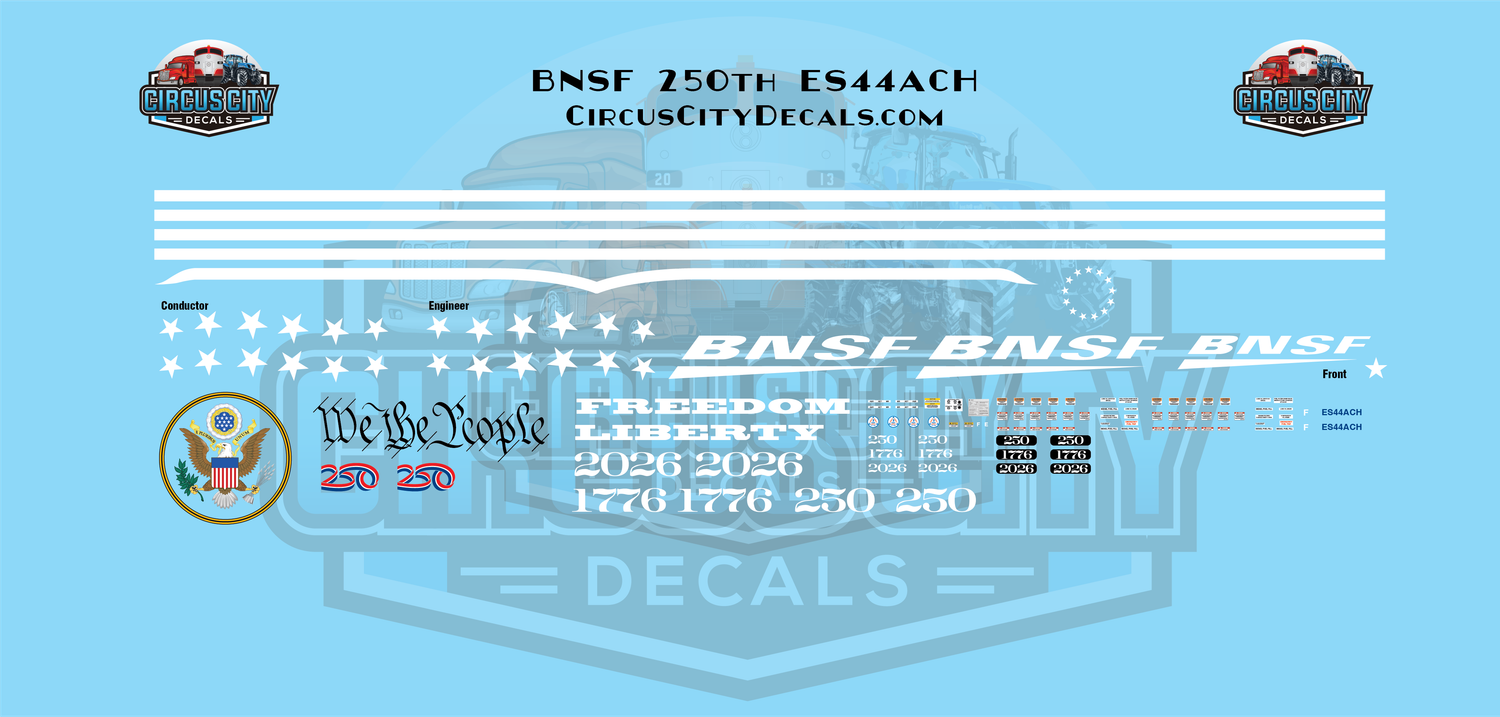 BNSF ES44AC 250th Anniversary Units 1:29 Scale Decals