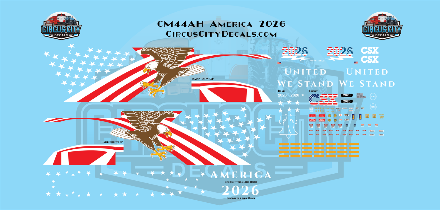 CSX CM44AH America 2026 250th Decals HO 1:87 Scale