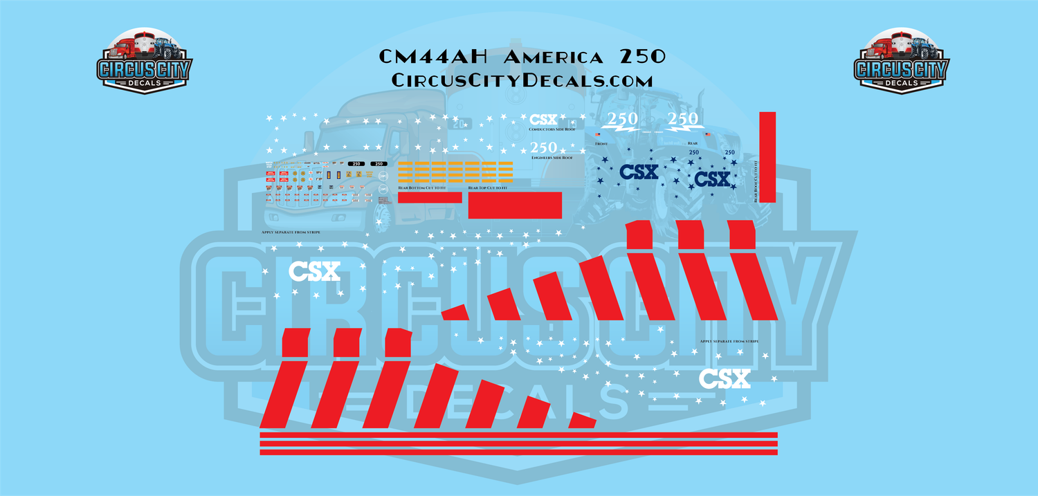 CSX CM44AH America 250th Decals HO 1:87 Scale