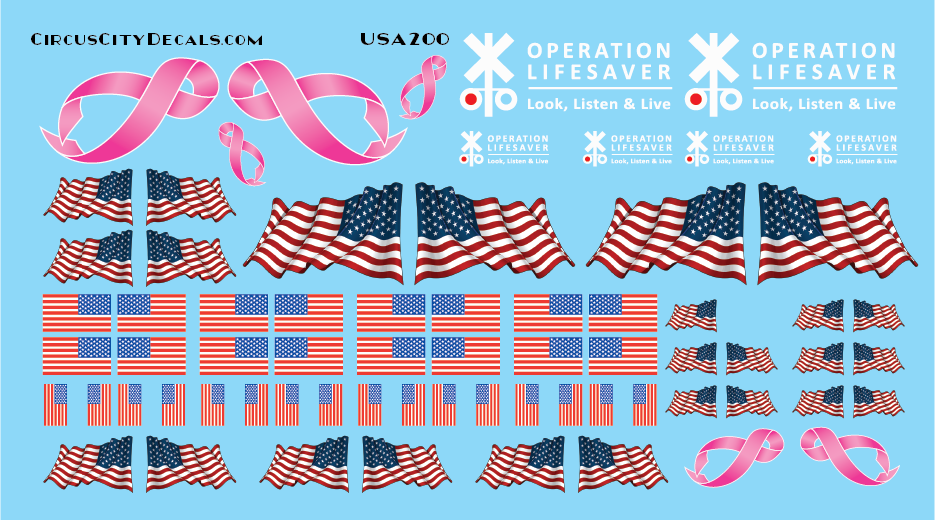 Freelance Railroad Flags &amp; Logos O 1:48 Scale Locomotives &amp; Cars