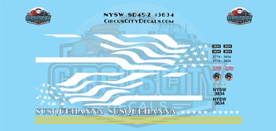 New York, Susquehanna and Western Railway NYSW SD45-2 #3634 N 1:160 Decal