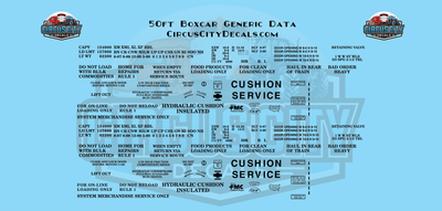 50ft Boxcar Generic Data O 1:48 Scale Decal Set