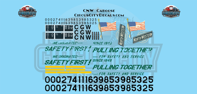 Chicago &amp; Northwestern CNW Steel Bay Window Caboose Weathered Faded G 1:29 Scale Decal Set