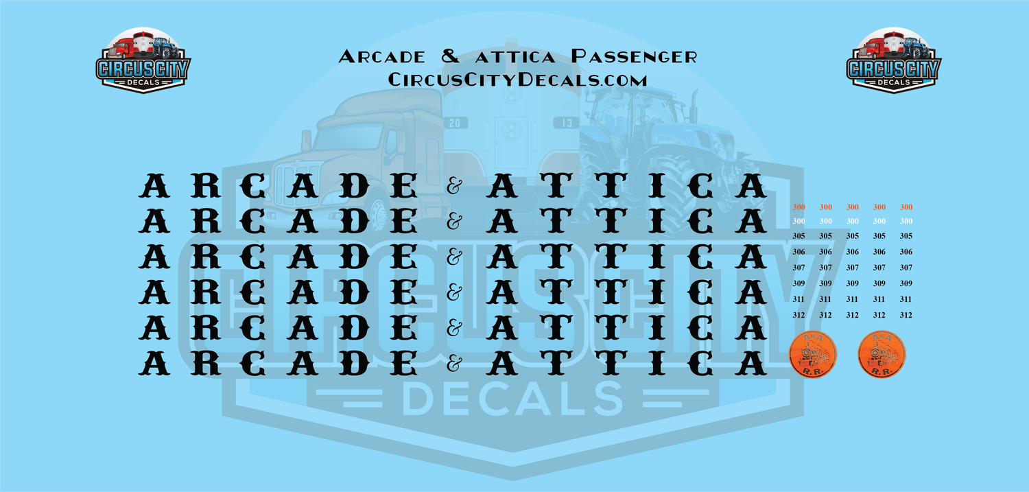 Arcade &amp; Attica Passenger Cars Boonton Coach/Combine HO 1:87 Scale Decal Set