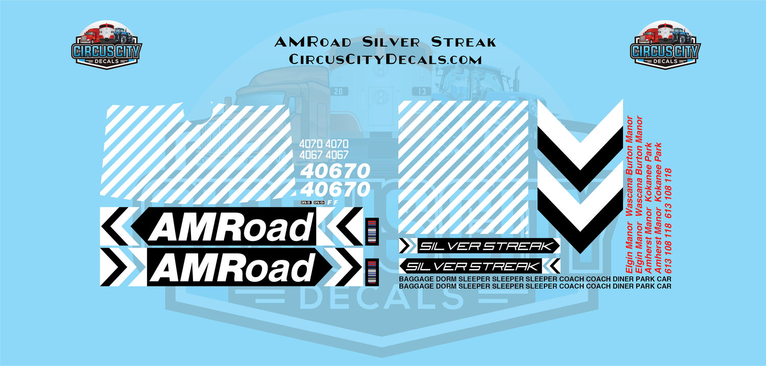 AMRoad Silver Streak Movie Train Decals Black G 1:29 Scale