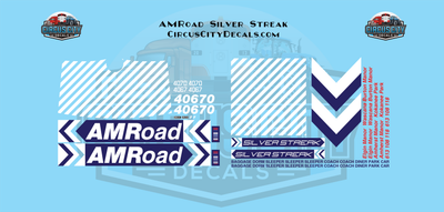 AMRoad Silver Streak Movie Train Decals Blue G 1:29 Scale
