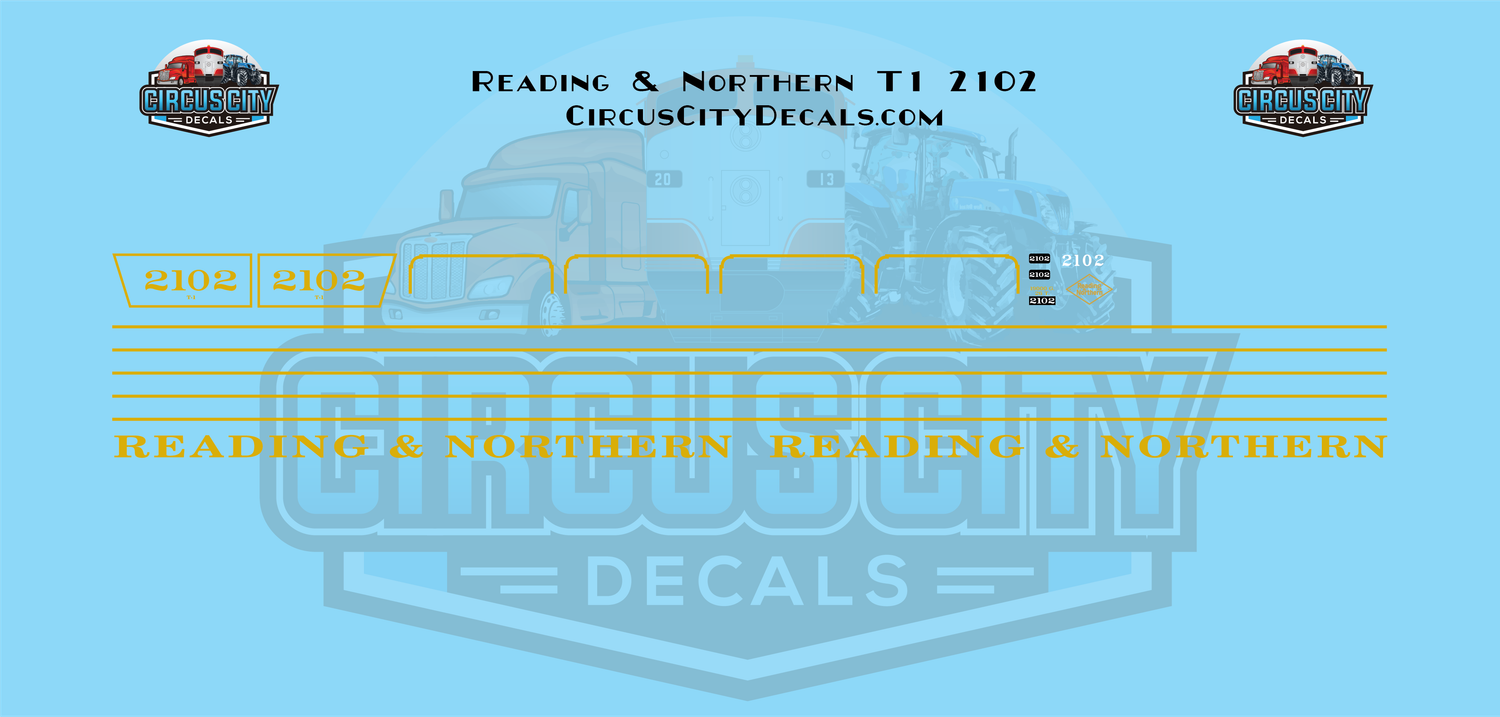 RBMN Reading &amp; Northern Railroad T1 #2102 HO 1:87 Scale Decal Set