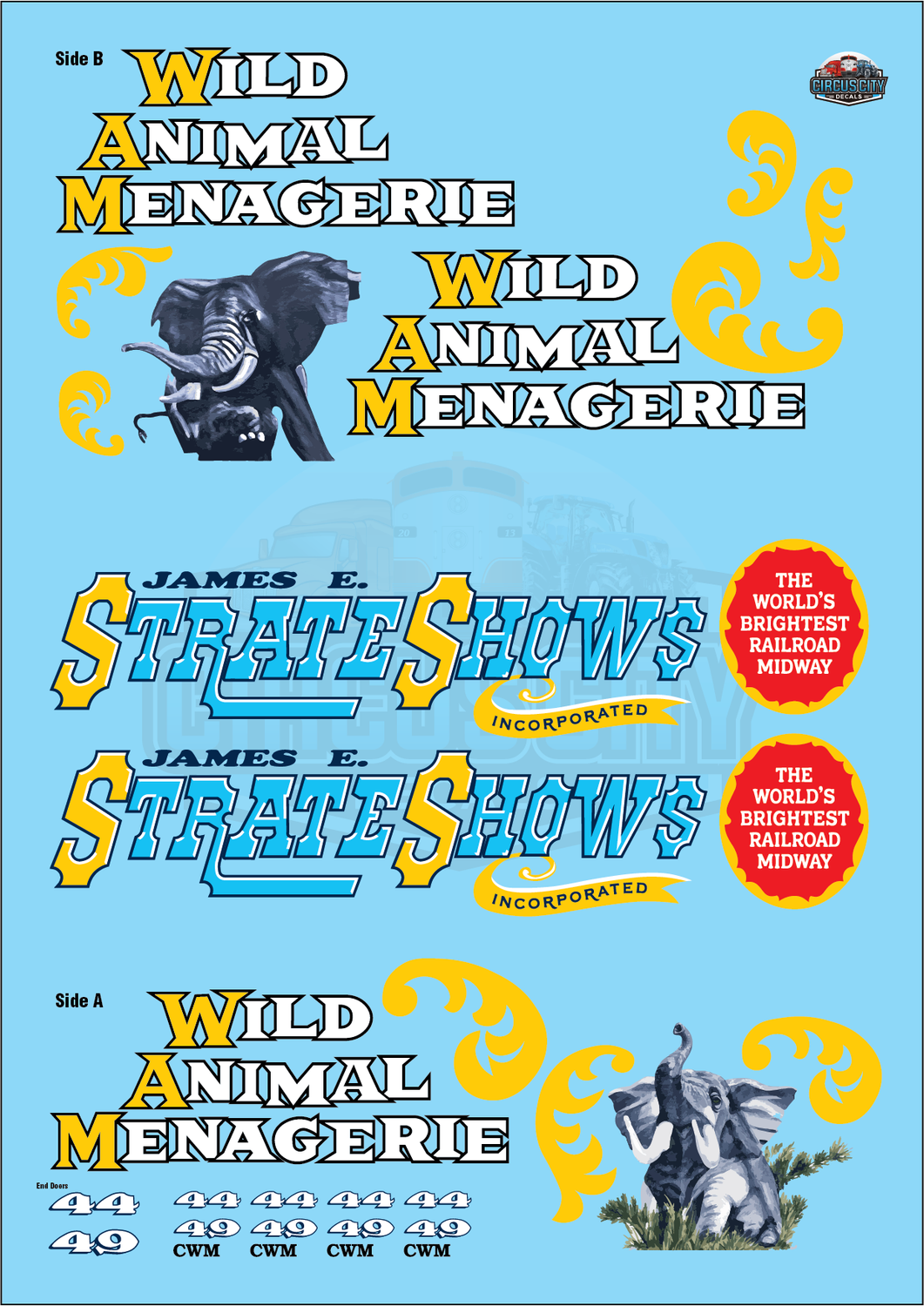 James E. Strates Shows Stock Car Decal Set O 1:48 Scale