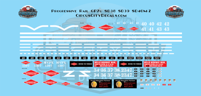 Progressive Rail GP7u SD38 SD39 SD40M-2 SW1200/1500 Decal Set N 1:160 Scale
