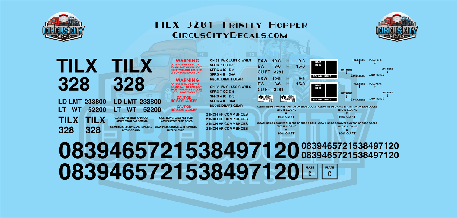 TILX 3281 Trinity Hopper G 1:29 Scale Decal Set