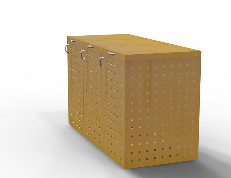 Mülltonnenbox aus Cortenstahl 3x240 Liter Mülltonnenbox aus Cortenstahl 3x240 Liter