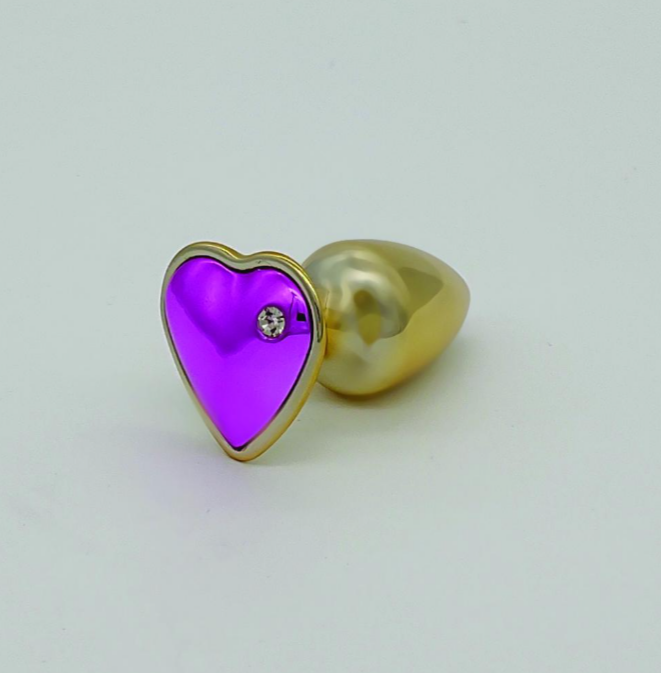 Plug Anal metal dorado M con joya violeta HARD