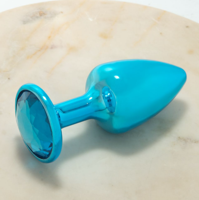 Plug anal metal Small azul con joya HARD