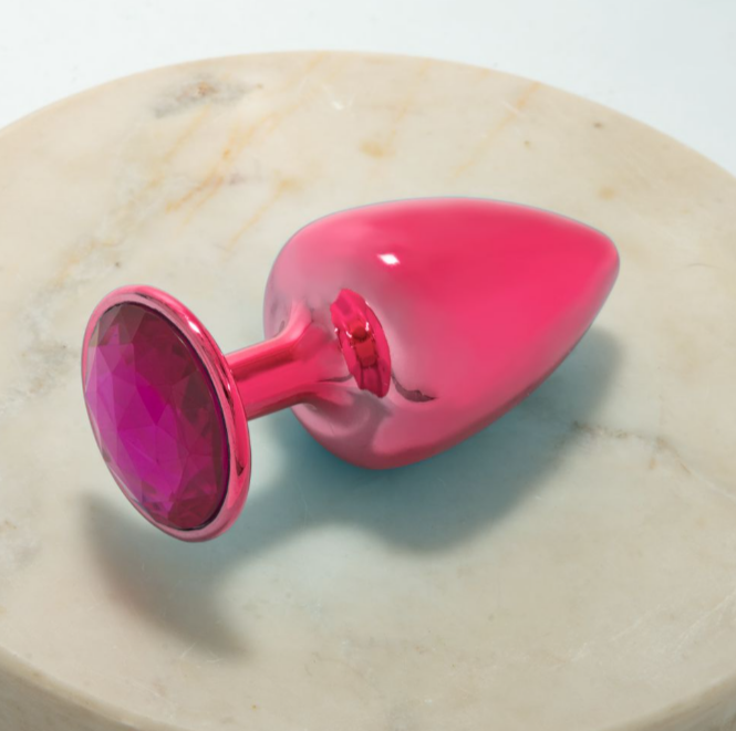 Plug anal metal rojo Large con joya HARD