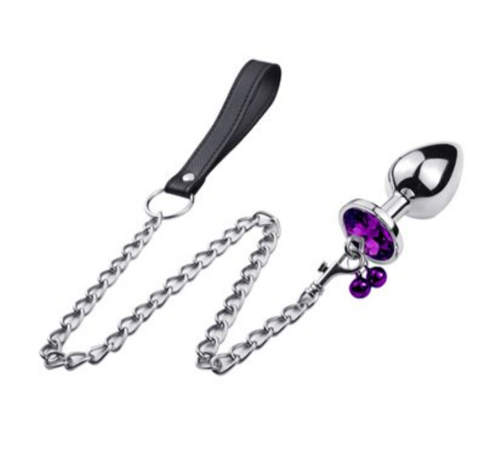 Plug de acero con cadena y agarre de cuero