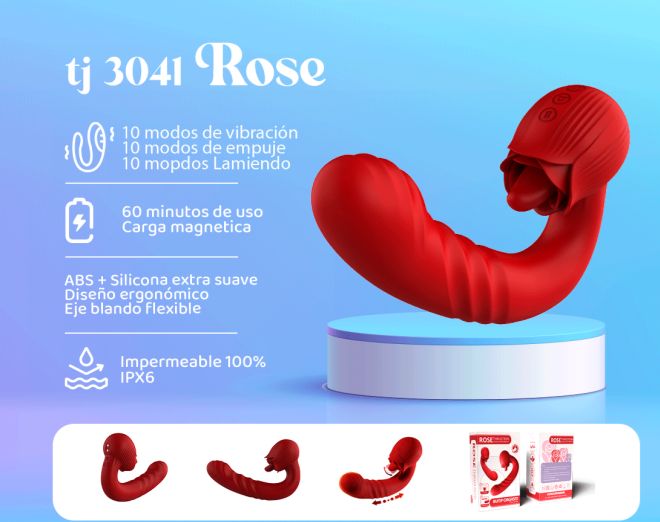 Vibrador lengua triple motor recargable