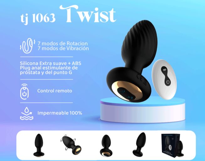 Vibrador rotador anal recargable con control remoto