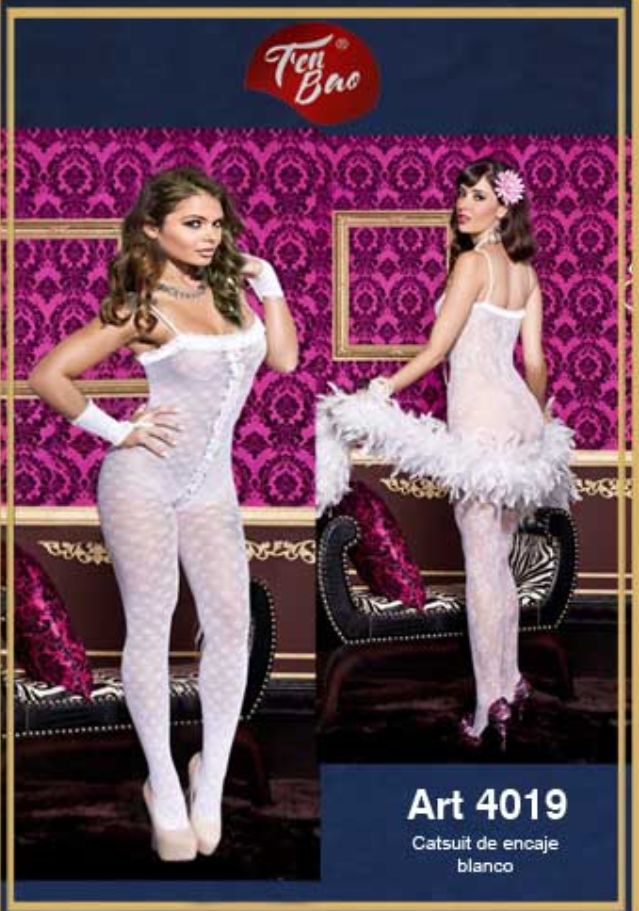 Catsuit de encaje blanco