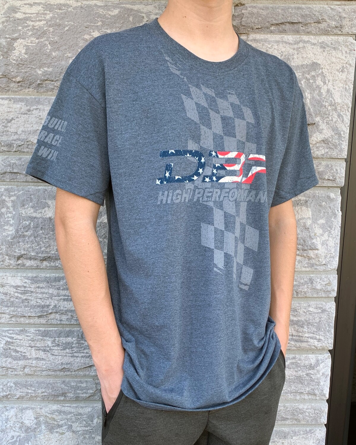 DBR - USA Flag Shirt - Dark Heather Gray
