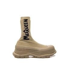 AMQ Logo Sock Sneakers Beige