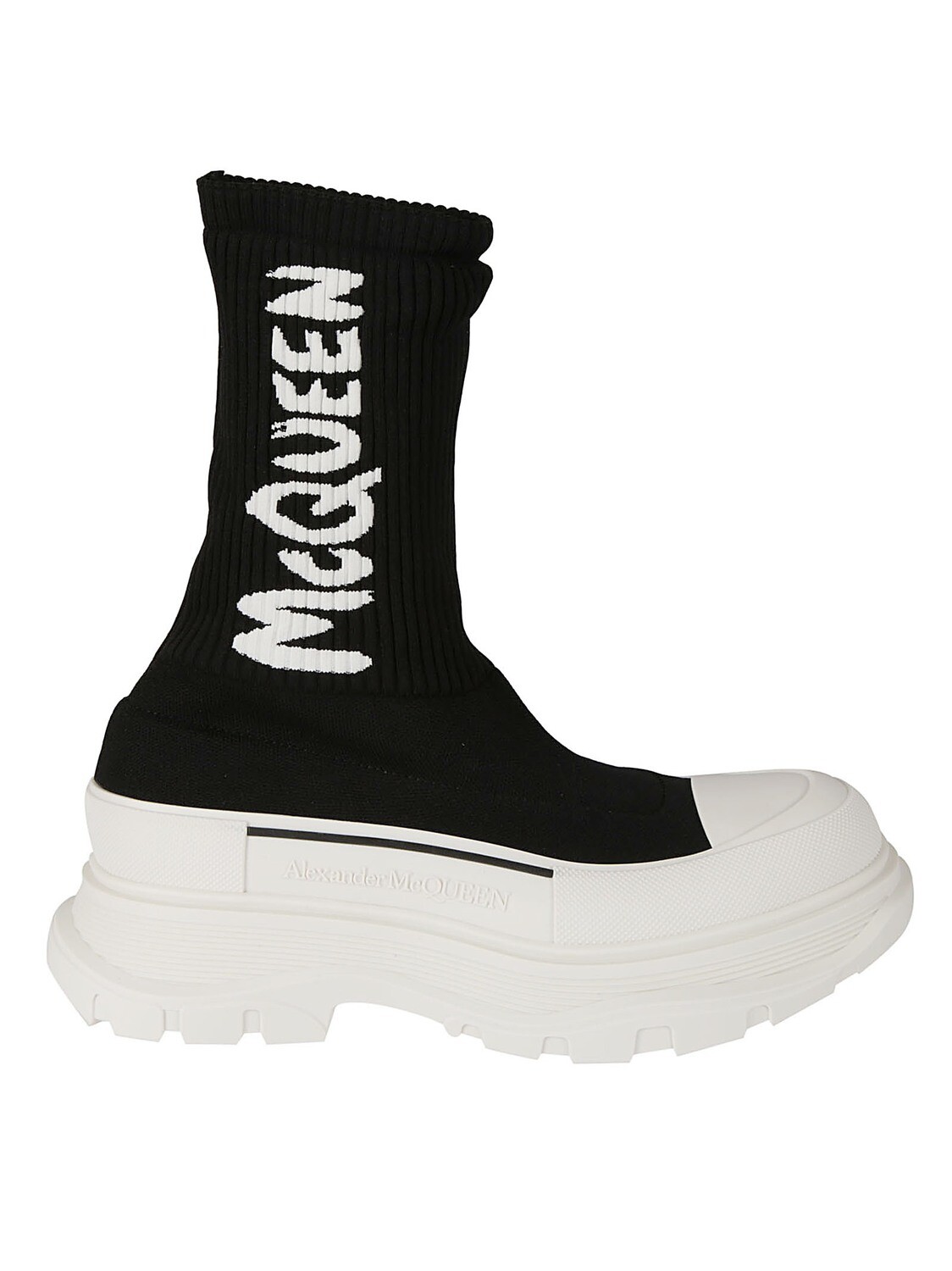 AMQ Logo Sock Sneakers Black &amp; White