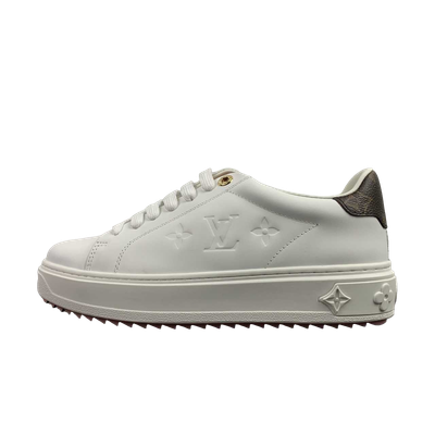 Sneakers In Pelle Bianco &amp; Marrone Scuro