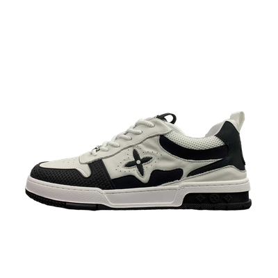 Sneakers In Pelle Nero &amp; Bianco