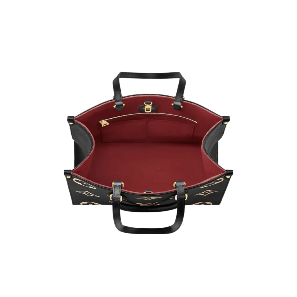 LV BORSA ONTHEGO MM NERO BEIGE IN PELLE EMPREINTE MONOGRAM BICOLOR