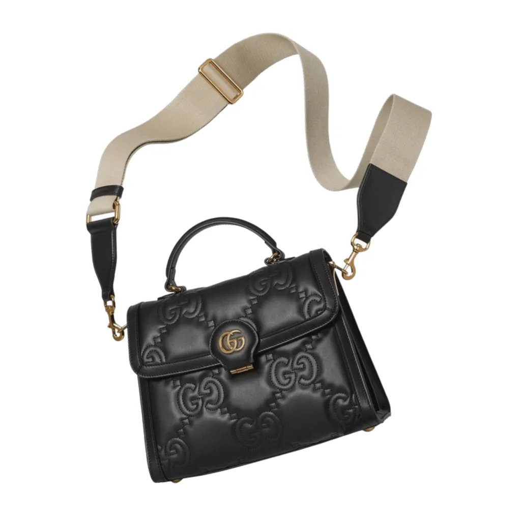 GG BORSA A MANO IN PELLE METELASSÉ IN PELLE MORBIDA NERA