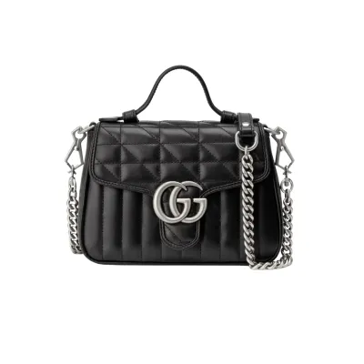 GG BORSA A MANO MINI DONNA MARMONT MATELASSÉ BIANCO