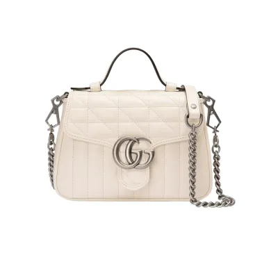 GG BORSA A MANO MINI DONNA MARMONT MATELASSÉ BIANCO
