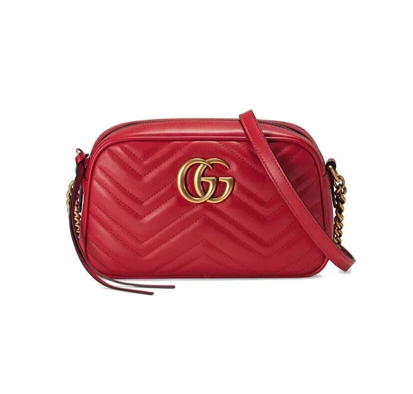 GG BORSA A SPALLA DONNA MARMONT MATELASSÉ PICCOLA ROSSO