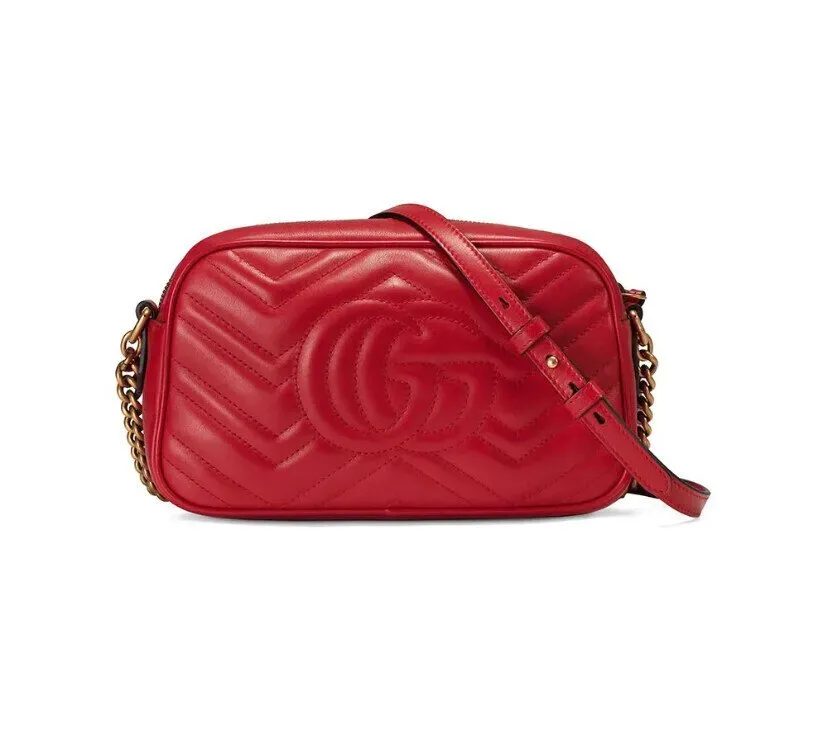 GG BORSA A SPALLA DONNA MARMONT MATELASSÉ PICCOLA ROSSO